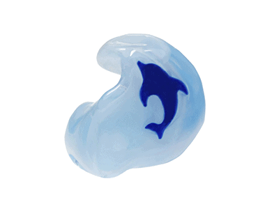 Custom Earmolds with blue dolphin imprint
